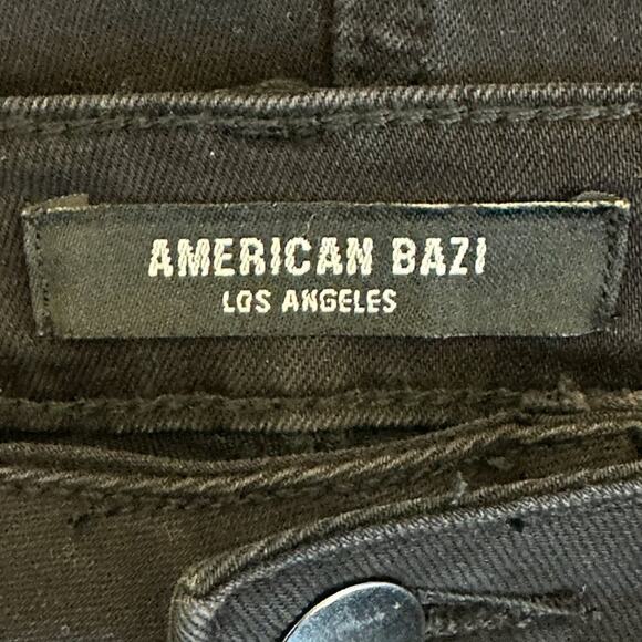 NWT American Bazi Fringe Denim Shorts Womens L Black High Rise Grunge Bimbocore - Picture 6 of 7
